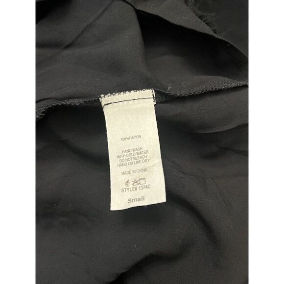 Ladies Small Black Smock Top 3/4 Sleeve Pullover Embroidered Flowers Tassel NWT - Picture 6 of 6